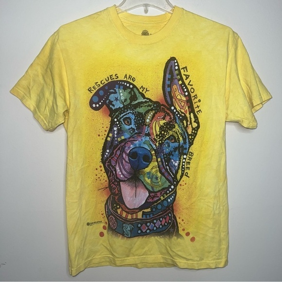 The Mountain “Rescues Are My Favorite Breed” Yellow Cotton T-shirt Size Medium - Picture 6 of 7